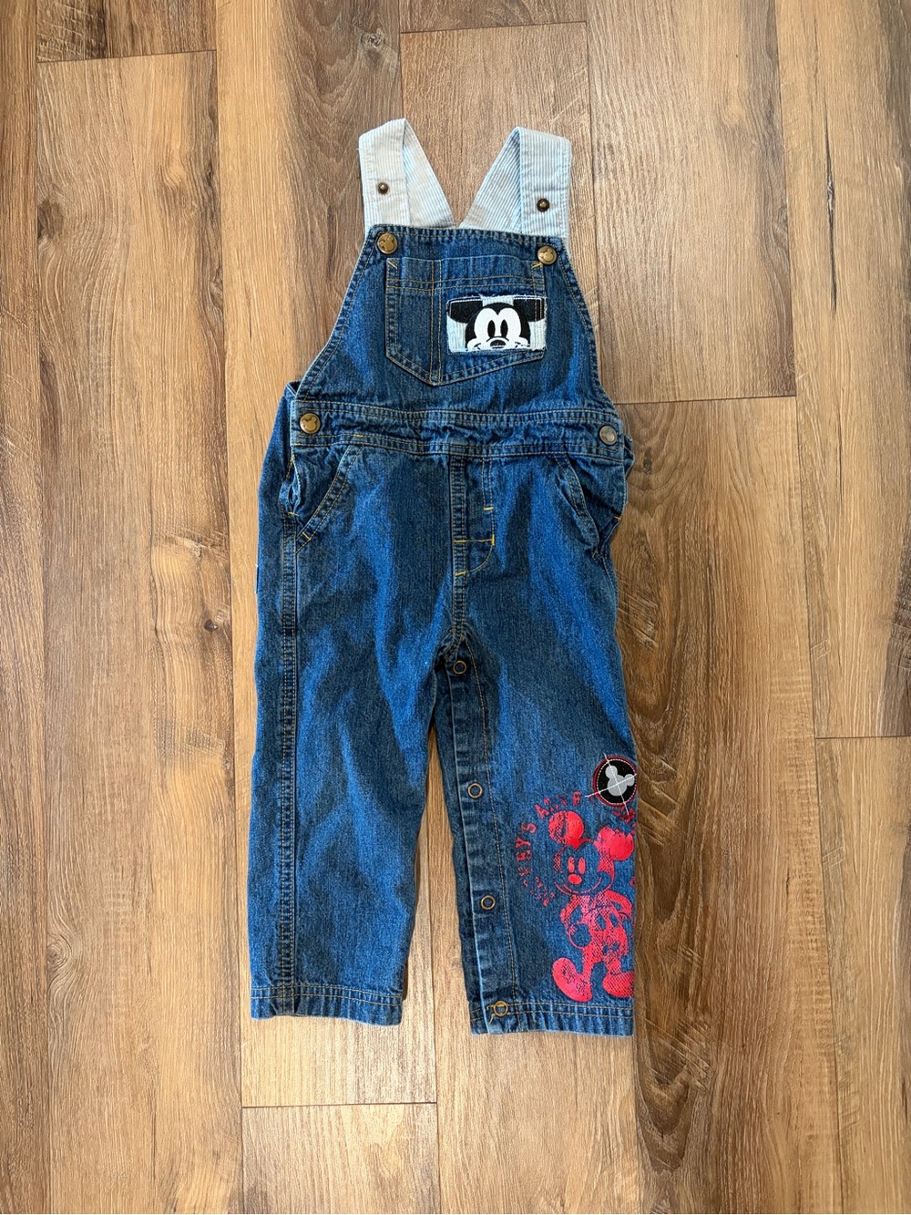 Vintage Disney Mickey Mouse Denim Overalls for Kids - Blue